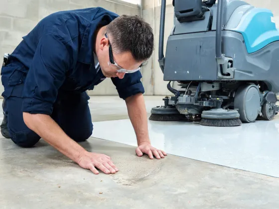 Application specialist checking the floor