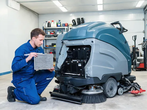 Service technician performing inspection